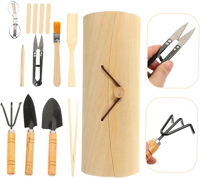 Garden Tool Set with Ergonomic Handles Portable Lightweight Gardening Kit for Indoor Outdoor Plants Bonsai Succulents and Vegetable Transplanting Digging Loosening Accessories