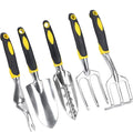 DINGFAN Garden Tool Set 5 Pcs Gardening Tool Set for Women Men Mini Aluminum Garden Hand Tools Kit Ideal Garden Tools Gifts for Women Men