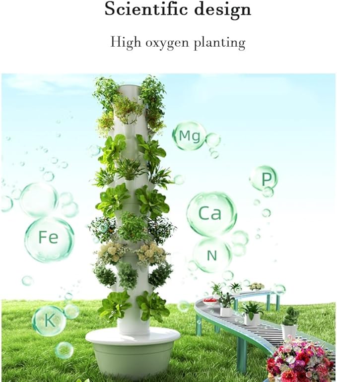 Hydroponics Growing System Indoor Garden Vertical Hydroponic Tower with Water Pump New Customized ABS Material for Herbs Fruits Vegetables(5 Layers)