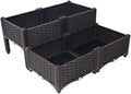 4 Piece Raised Garden Bed Self-Watering Planter Box Raised Bed with Legs and Drainage Holes Flower Vegetable Standing Planter Box for Outdoor Indoor Plants Herbs and Flowers (Black)