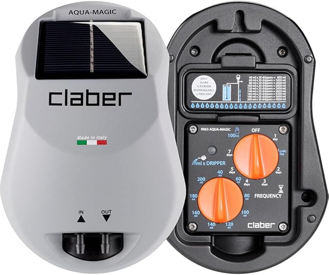 Claber Aqua Magic Solar Drip Irrigation System - Automatic Solar Watering for Up to 20 Outdoor Plants No Faucet Required