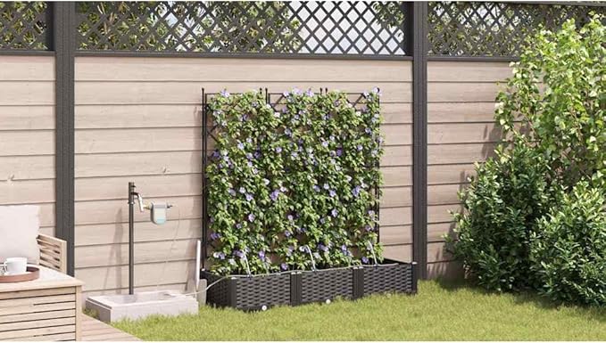 3 Pcs Black Steel Garden Planter Box Set 47.2 x 15.7 x 49.6 in Modern Raised Outdoor Planter with Irrigation for Patio Balcony Yard