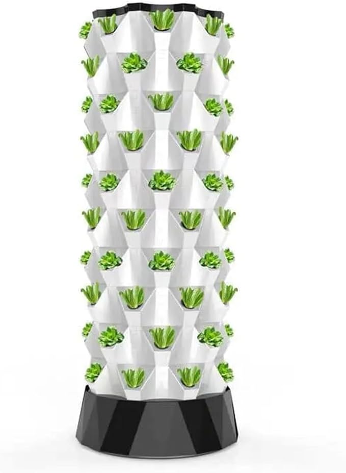 Hydroponic Growing Tower Garden Hydroponic Growing System Vertical Tower Indoor Hydroponic Growing System for Herbs and Vegetables with Hydration Pump Adapter Seedbed and Net PotsBlack-80Pots