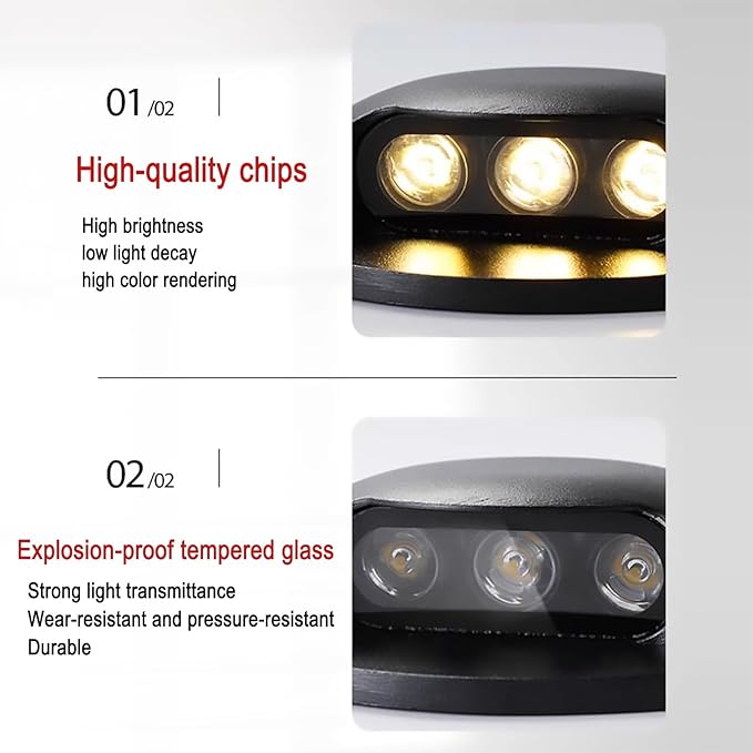 LED Landscape Lights - Outdoor Buried Lights Warm White AC 220V Ground Spotlight IP67 Waterproof Walkway Light Stair Step Light No Need to Drill Holes Wall Light Easy Installation