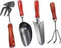 Ciieeo Garden Hand Tool Set 4pcs Small Metal Shovel Trowel Narrow Spade and Dual-use Rake for Digging Planting Mini Gardening Tools for Flower Pots and Vegetable Beds