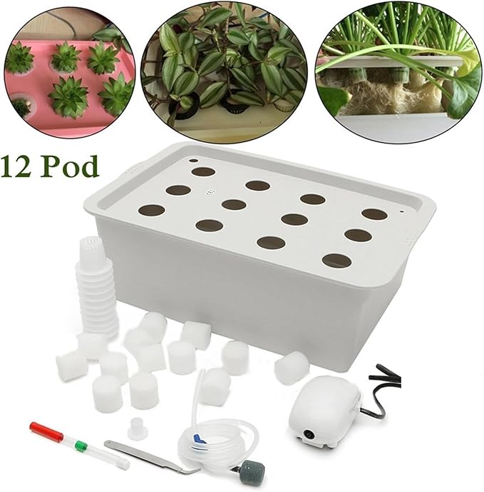 Hydroponic Equipment 12 Holes Plant Site Hydroponic System Garden Bubble Nursery Pots Planter System Indoor Cabinet Box Grow Kit Cultivation Box Indoor Garden