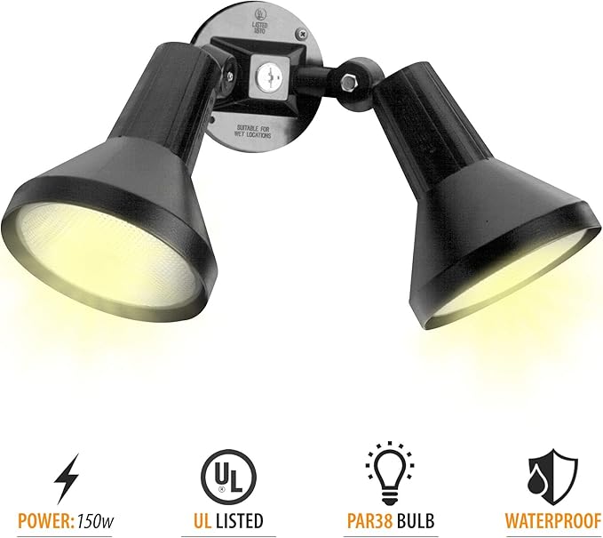 Ciata 15 Outdoor Security Flood Light 1 Head with Heavy Duty Cast Aluminum Body 150W PAR38 Weather Proof Dark Bronze Finish