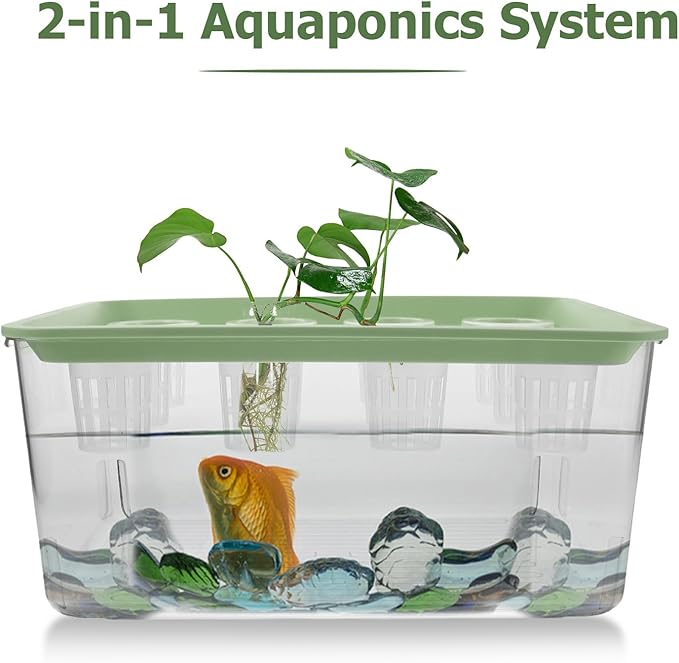 Toyvian Desktop Hydroponic System: Modern Hydro Grow Cabinet with Fish Tank Base - Herb Garden for Countertop Planting - Fish Tank Vegetable Garden