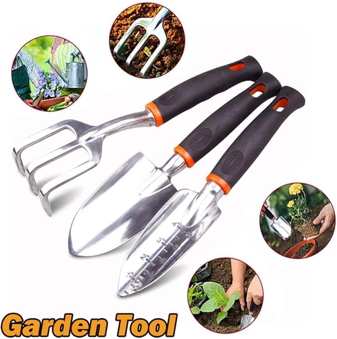 TopHomer 3 Sizes Optional Aluminum Garden Tool Kit Heavy Duty Hand Garden Tools for Women and Men Outdoor Gardening(1x Rake)