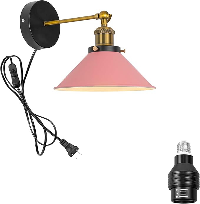 Hook Type Wall Mounted Plant Light for Indoor Growing Full Spectrum 4500K 10W Adjusted Angle &amp Light Beam Range 15°-60° Vintage Pink Wall Lamps for Plants Flowers