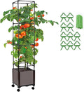 Tomato Cage with Trellis 62 H Wheeled Tomato Planter Box Outdoor for Climbing Plants Flowers Potato Vine Vegetables Portable Self Watering Raised Garden Bed for Patio Greenhouse
