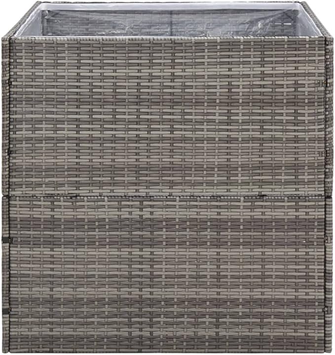 Large Square Raised Planter Box Gray 31.5x31.5x31.5 in Modern Outdoor Garden Planter with Drainage for Patio Balcony Terrace