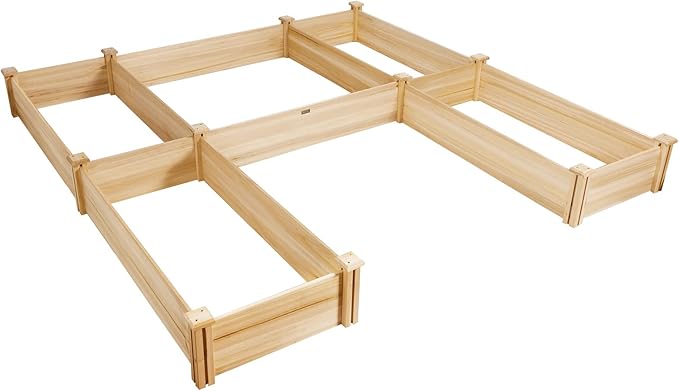 COSTWAY Garden Bed Wooden Planter Box Stand with Large Planting Space for Vegetables Fruit Herbs Flower Garden Planting Bed for Backyard Patio Balcony