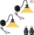 2-Pack Hook Mounted Plant Light Full Spectrum 4500K 10W Adjusted Light Beam Range 15°-60° Vintage Yellow Cone Shade Goose Neck Wall Lamp for Indoor Plants Flowers Growing