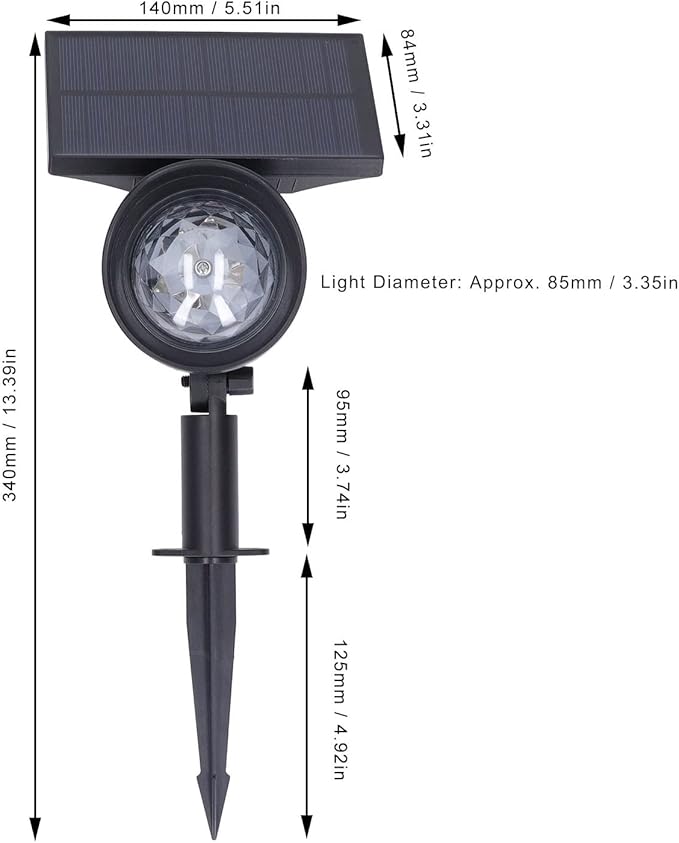 Solar Spot Light 2 in 1 Waterproof Outdoor RGB Landscape Lighting Garden Decor with Rotating Projection - Energy Saving Solar Panel Automatic Light Control for Yard and Festiva