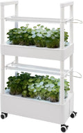Vertical Hydroponic Grow System 2-Tier with 28 Holes Indoor Gardening System with 4 LED Grow Lights &amp Automatic Water Circulation 5.28Gal Water Tank for Vegetables Herbs White