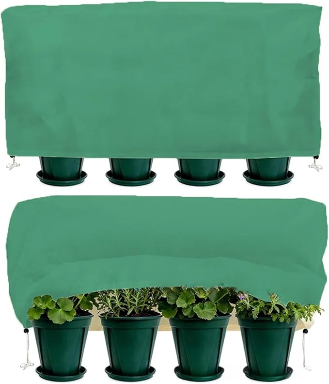Outdoor Raised Garden Bed Cover 2 Pack Frost Protection Plant Cover Non Woven Fabric Lightweight Breathable Winter Shield for Pots Shrubs Trees Green for Plants Vegetables Flowers(110x40x45cm)