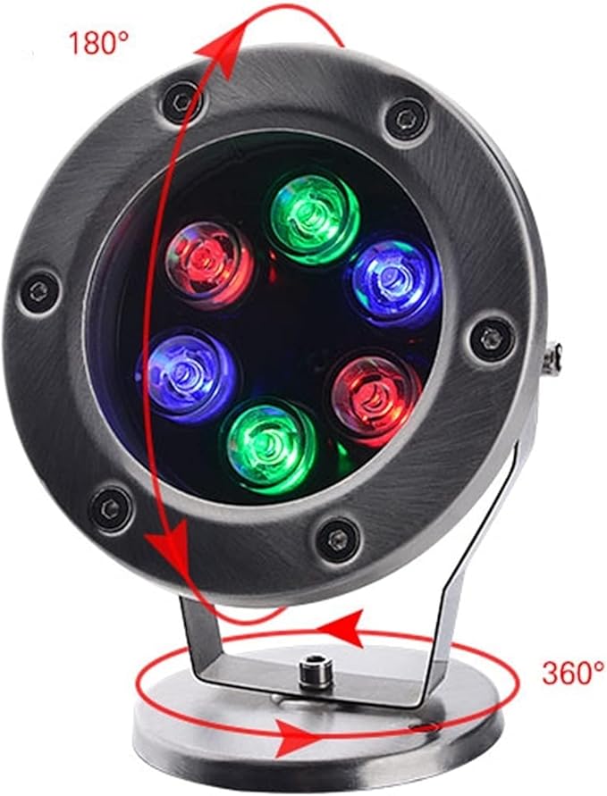 Underwater Pond Spotlight - Rotating Outdoor Spotlight 12V IP68 Waterproof RGB Garden Spotlights Adjustable Ground Lighting Floor Lamp/Underwater Light/LED UnRed 3W