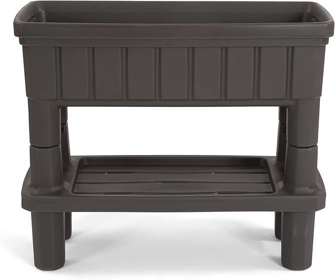 Simplay3 American Home Raised Garden Bed Outdoor Planter with Garden Tools Storage Shelf 36 L x 30 H Garden Bed Dark Brown