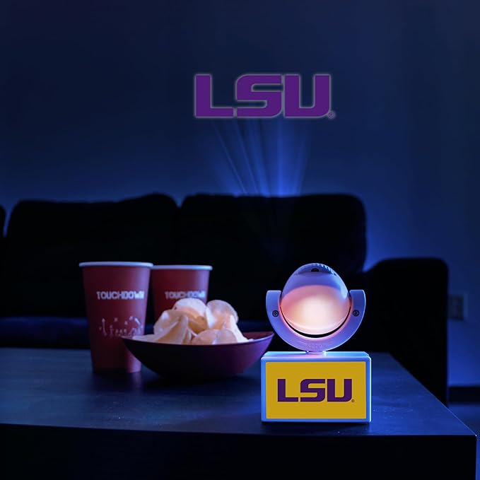 Sporticulture NCAA American Football LSU - Adjustable Led Mini Spotlight Projector with 6 Team Logo Designs - Portable &amp Rechargeable Spotlight - Battery-Operated - 4.375” x 3.125”