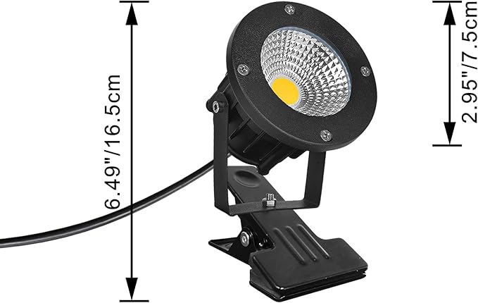 Kiven IP65 Waterproof LED Landscape Clamp Light Black Decorative Spotlight Lamp with Plug-in Cord and Timer for Indoor Outdoor Yard Step Statue LED Lawn Light (5W Cool White)