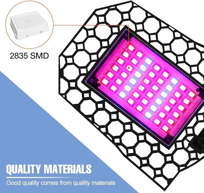 100W Deformable LED Full Spectrum Grow Lamp AC100-277V Indoor Plants Lights 4 Adjustable Panels Green Fill Lamps 110V Greenhouse Tent Hydroponics Garden Flower Seedling Red Bule Cultivation Lighting