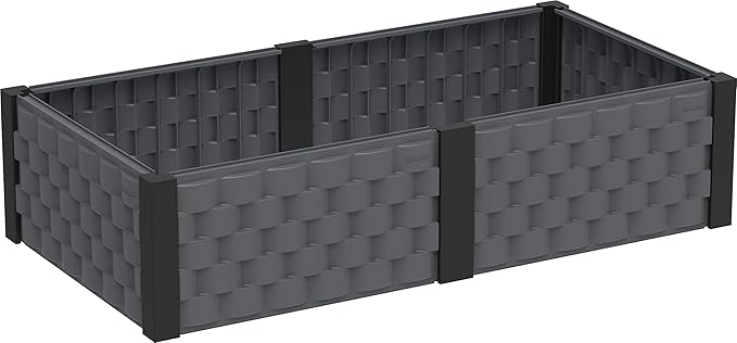 DURAMAX Raised Plastic Garden Bed Planter Kit Box | Ideal for Growing Herbs Vegetables Flowers