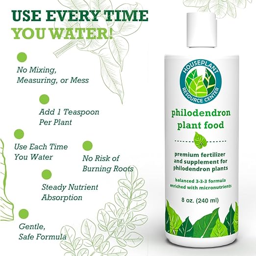 Philodendron Fertilizer – Liquid Plant Food for Strong Roots Healthy Growth &amp Lush Foliage | 3-3-3 NPK Formula with Sea Kelp Humic &amp Fulvic Acid | Essential Nutrients for Tropical Houseplant