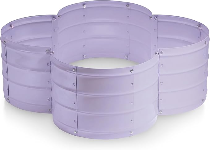 Plant &amp Plot Galvanized Raised Garden Beds Outdoor // 3×3×1 ft Planter Raised Beds for Gardening Vegetables Flowers // Large Metal Garden Box (Lavender) // Patented Tool-Free Design