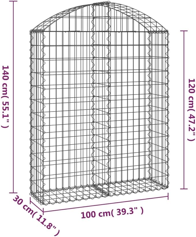 Gabion Basket Galvanized Iron Silver Rectangular Metal Garden Bed 39.4x39.4x55.1 Inch Planter Box for Outdoor Plants Noise Reducing Feature