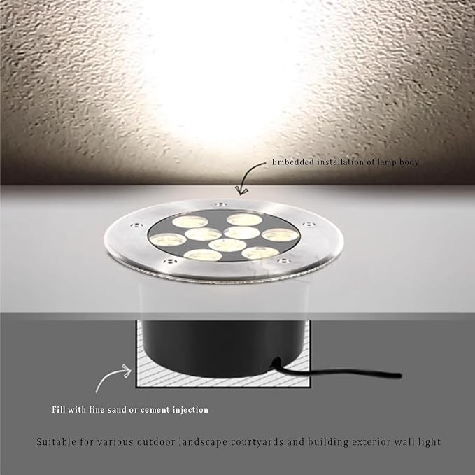 LED Landscape Lights Outdoor Ground Light AC85-110V IP66 Waterproof Recessed Underground Light for Park Bridge Garden Path Walkway Buried Lights