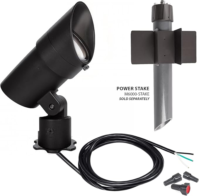 WAC Landscape Lighting LED 120V Line Voltage Large Size Accent Light with Adjustable Beam Angle and Integral Brightness Control 3000K Warm White Built-in LED in Black