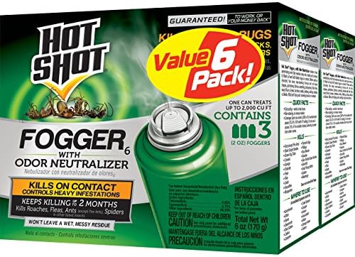 Hot Shot Fogger With Odor Neutralizer 6 Count-2 Ounce Cans (2 Pack) Controls Heavy Insect Infestations