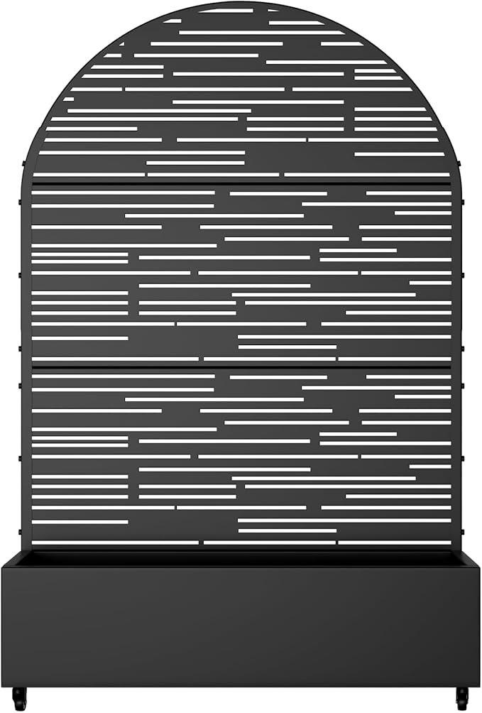 Casaphoria 72x47 Metal Raised Garden Bed with Trellis(2 Pack) Outdoor Planter Box with Wheels &amp Drainage Holes for Climbing Plants Flowers Elevated Garden Kit with Privacy Screen Black-Shine