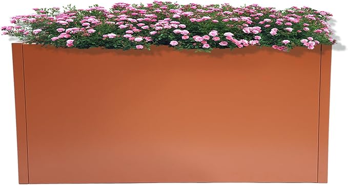 31.5 L x16 W x16 H Metal Flower Boxes Planter Boxes Outdoor Raised Garden Bed Indoor Outdoor Planting Bed Rose Gold Rectangle Planter Box for Patios Lawn Yard Decor Storage