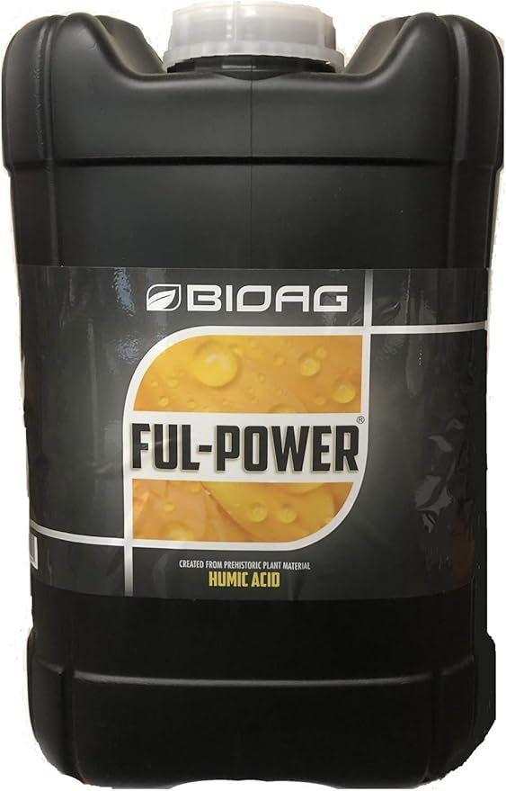 BIOAG Ful-Power Liquid Organic Humic Acid Amendment - Fulpower Increases Yield in Hydroponics Soil Soilless Media - Plant Nutrient (5 gal)
