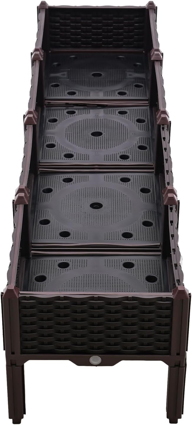 Raised Garden Bed 2 Pack 5.1x1.2x1.2FT Rectangular Large Planter Box with Drainage Holes Outdoor Elevated Garden Box for Vegetables Lightweight Planting Boxes for Patio Yards