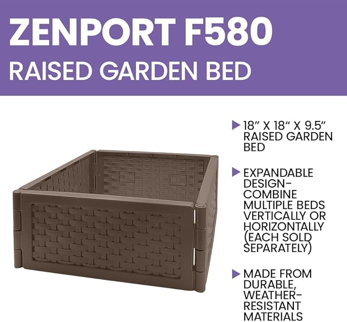 Zenport F580 Modular Raised Garden Bed Brown - 3 Pack