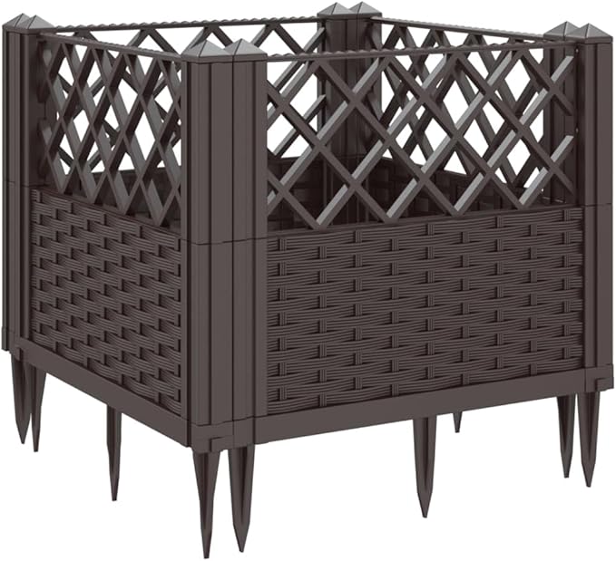 Garden Planter Galvanized Steel Retaining Wire Welded Gabion Landscape Bed for Walls Patio Fencing 17.1 in Brown Polypropylene