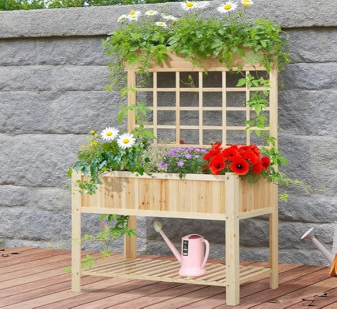 Rustic Countryside Elevated Garden Bed Wooden Planter Box Stand with Rot-Resistant Cedar Construction for Effortless Gardening