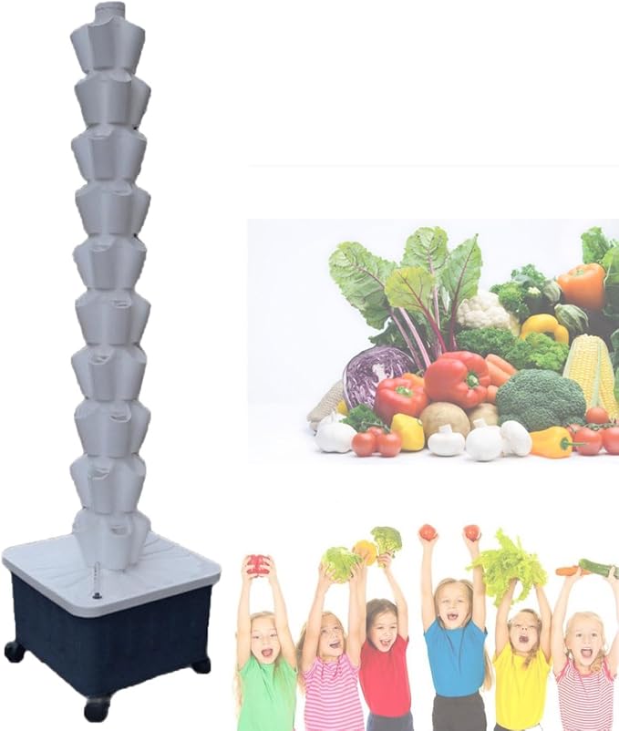 Vertical Farming Tower KitSoilless Cultivation Vertical Hydroponic Planting TowerHydroponic TowerHome/Garden/Farm/Greenhouse Vertical Tower Planters White-10-layer