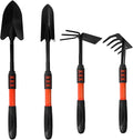 Luwint Gardening Tools Kit Pack of 4 Garden Tool Set with Non-Slip Handle Sturdy Classic Utility Tool Heavy Duty Steel Garden Tools with Long Ergonomic Handle for Maintaining Lawn Garden Vege