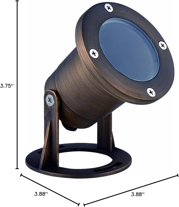 U001 Landscape-Spotlights Underwater Light D3.875H3.75Antique Brass Clear Glassmr16 Halogen 35W/Led Gu5.3(Light Source Not Included)