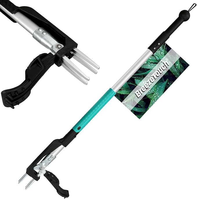 Breeze Touch 39 Weed Pulling Tool 4-Claw Detachable Weed Puller Tool with Long Handle Adjustable Heavy Duty Stand Up Weeder Weeding Tool for Lawn Yard Garden Dandelion Picker Weed Remover