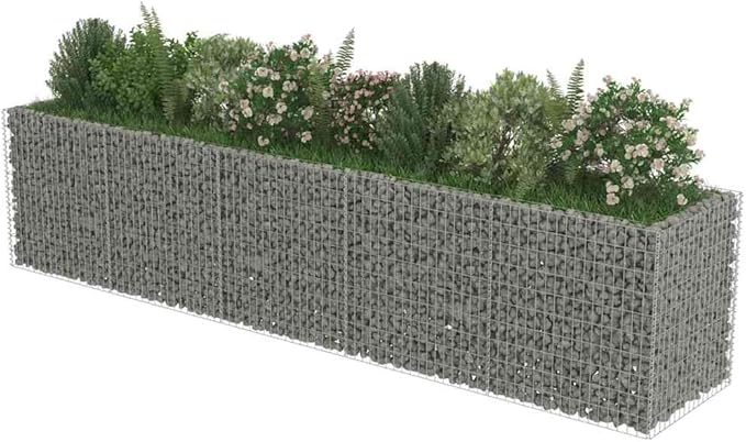 Gabion Raised Bed Silver Galvanized Steel Gardening Pots &amp Planters 143552
