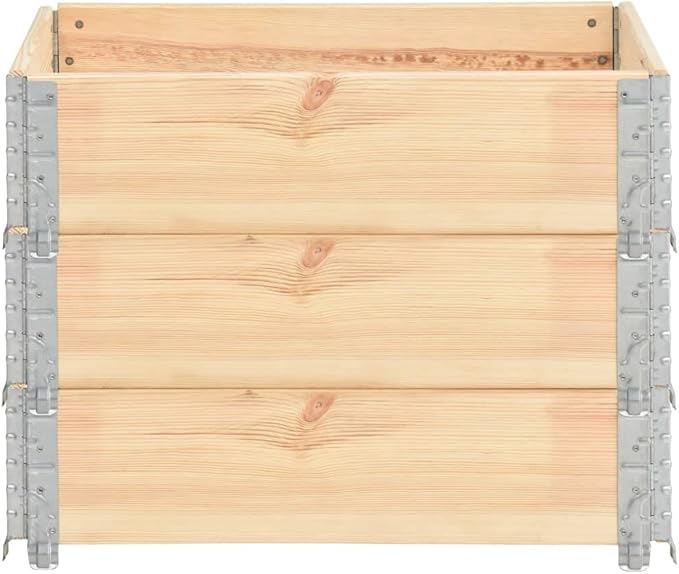 vidaXL Pallet Collars 3 Pcs Foldable Pallet Box Garden Bed Outdoor Wooden Raised Bed Multipurpose Pallet Stacking Frame Solid Wood Pine