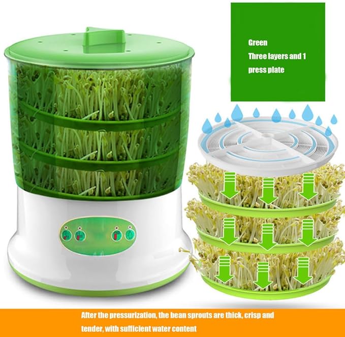 YIGECHENXIN Large Capacity Fully Automatic Bean Sprout Maker - Temperature Control Ideal for Broccoli Radish Alfalfa Sprouts Home Kitchen Essential Easy to Use