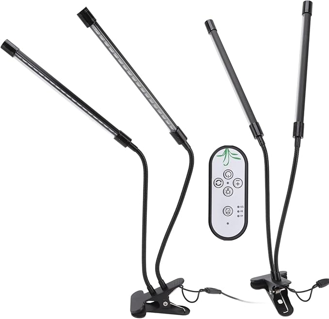 Plant Grow Light Dimmable Dual Head Clip On LED Lamp 30W Full USB Powered - Adjustable Brightness Timing Functions Indoor Gardening