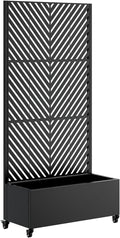 Metal Raise Garden Bed with Trellis Outdoor Indoor 73'' Tall Planter Box with Wheels Large Planter with Drainage Holes &amp Lockable Casters for Climbing Plants Vegetables Vines (Rectangle E)