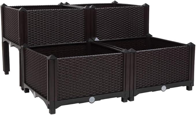 Vasitelan Raised Garden Bed with Legs Planters for Large planters Outdoor Plants Elevated Plastic Garden Planter Boxes Plant pots for Patio Backyard Porch Deck